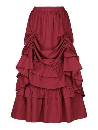 Falda steampunk con volantes y cordón ajustable para volumen victoriano