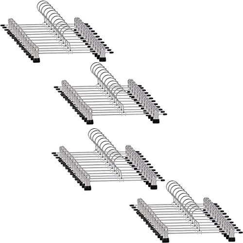 Cintres de Pantalon en métal,Cintre Pince,Pantalon cintres,Porte-Pantalon avec Clips Chromé réglables,Cintres en Métal,Cintres Porte Jupes Anti-Rides ,cintres Gain de Place,Lot de 40 Cover