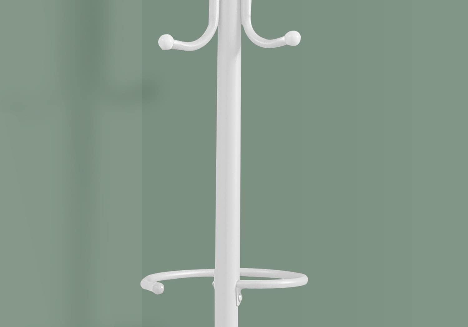 Monarch Specialties I 2164 Coat Rack, Hall Tree, Free Standing, Hanging Bar, 6 Hooks, Entryway, 68" H, Bedroom, Metal, White, Contemporary, Modern