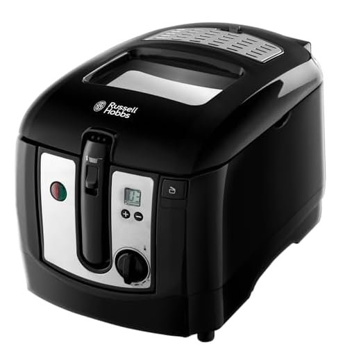 Russell Hobbs Electric Deep Fat Fryer, 3L Capacity/can Cook 1.2kg Food, Digital Timer, Large Observation Window, Non-Stick Coated pan, Adjustable Thermostat, Handle Lift System, 2300W, 24580