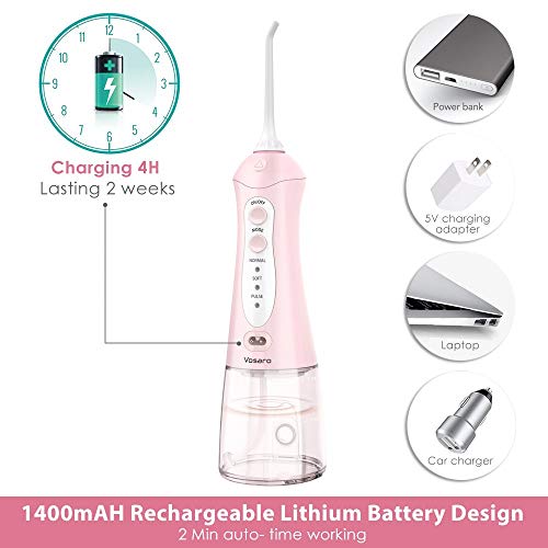 image for Cordless Water Flosser Teeth Cleaner, Vosaro Portable Oral Irrigator D