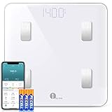 1byone Digital Body Fat Scales for Body Weight Smart Wireless Bathroom Scale with BMI, Bluetooth,Accurate Step on Technology Body Composition Analyzer 14 Key Compositions, 400lbs