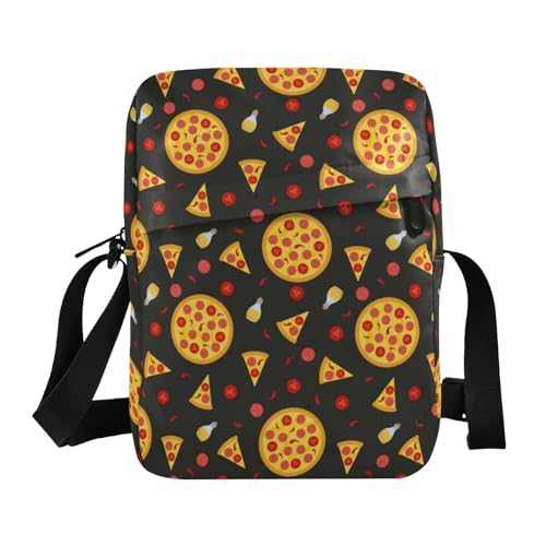 VIGTRO Small Messenger Bag Purse, Hot Spicy Pizza Slices Mini Crossbody Bag with Adjustable Strap for Women Men, Cute Food Small Shoulder Bag for Travel Outdoor Sports