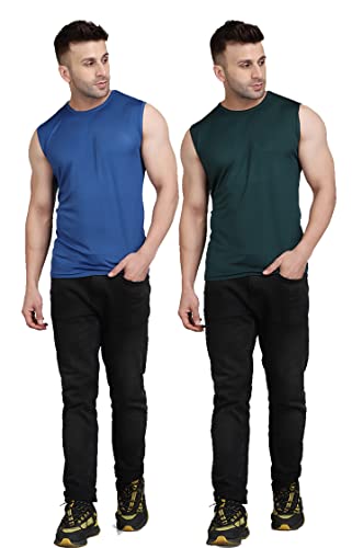 Image of Men's Regular Fit Sleeveless T-Shirt (Pack of 2)