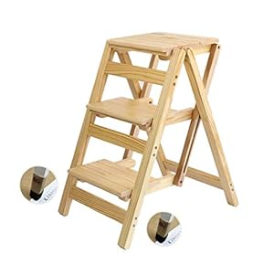 LJWJ Telescopische Ladder Draagbare Opvouwbare Ladders,Vouwstappen Massief Hout Multifunctionele 3 Stap Ladder Stoel…
