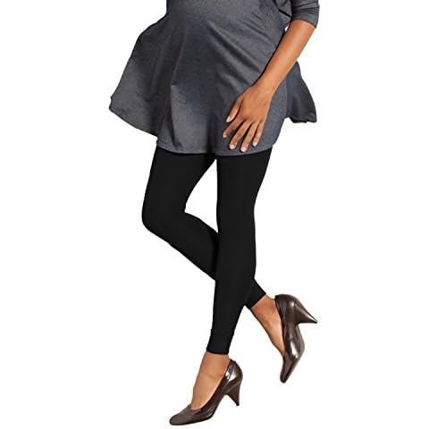 Preggers Light Compression Maternity Leggings - 10-15 mmHg Footless Leggings for Pregnancy (Black, Medium) Cover