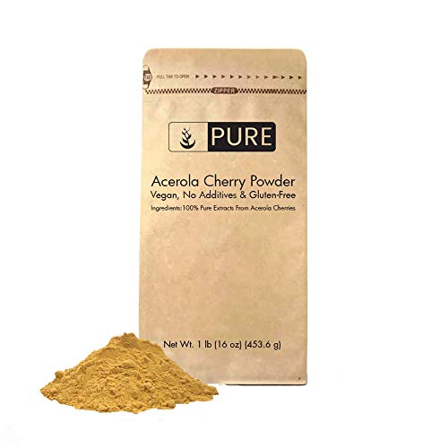 Acerola Cherry Powder (2 lbs, ½ TSP per Serving) by Pure, 100% Pure, Rich in Vitamin C & Immunity Boosting, All-Natural, Gluten-Free, Eco-Friendly Packaging