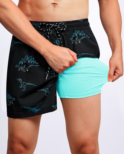5inch Compression Swim Trunks: Mens Soft Stretchy Quick Dry Comfort Drawstring Zipper Pockets Beach Pool4