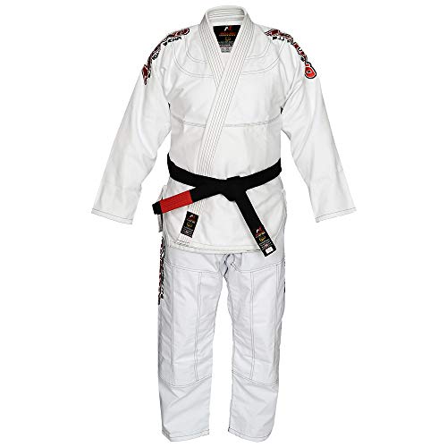 Malino BJJ Gi Full Sublimation Brazilian Jiu Jitsu Suit Pearl Weave Cotton 450Gsm (A3, Bianco)