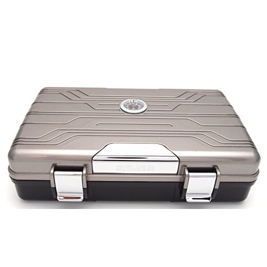 Waterproof Cigar Travel Humidor for 10 Cigars - Integrated Hygrometer and Humidifier Included - 2 Trays