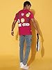 Veirdo Men's Red and White Cotton Round Neck Half Sleeve Printed T-Shirt, Red, XL #4