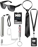 Lizgoxd Secret Agent Costume Secret Service Props Black Spy Costume Accessories for Halloween Men Women