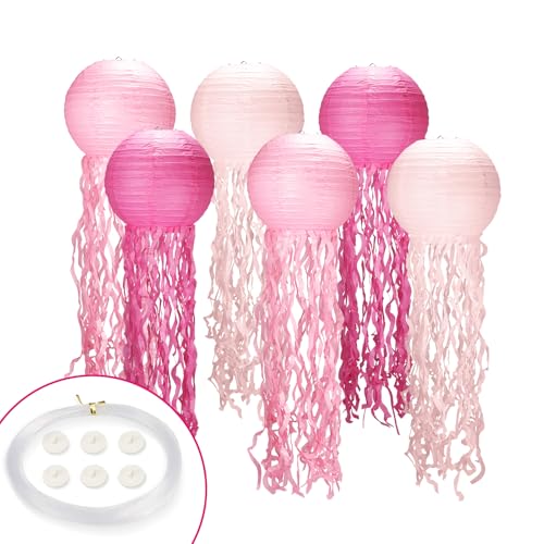 Gailroso Quallenlaternen DL01, 6 Stück Rosa Deko-Set