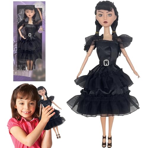Muñecas Miércoles, Muñecas Familia Addams, Miércoles Muñeca de Moda con Black Dresses y zapatom, Miércoles Juguetes Regalos, Regalos de Cumpleaños para Las Fans de Las Niñas