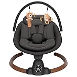 Baby Bouncer, Portable Electric Baby Swing with Bluetooth, 5 Swing Speed, 10 Lullabies, 5-Point Harness, Remote Control & Touch Panel - Bouncer from Birth for Indoor & Outdoor Use (Dark Black)