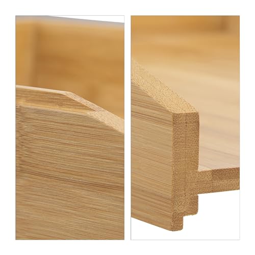 Relaxdays Briefablage 2er Set, aus Bambus, DIN A4 Größe, stapelbare Dokumentenablage, für Schreibtisch und Büro, Natur