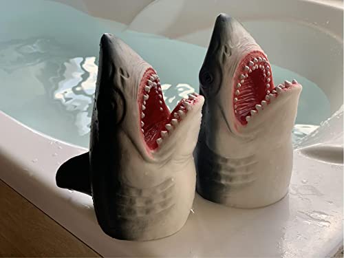 Image of Geminismart Shark Hand Puppet Dolphin Hand Puppet Kids Soft Rubber Realistic White Shark Role Play Toy (Shark) | Soft Rubber Realistic Great White Shark Puppets Role Play Toy Marine Animal World Action Figure