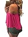 Women's Summer Off Shoulder Blouses Short Sleeves Sexy Tops Chiffon Ruffles Casual T Shirt (XL,Rose Red)