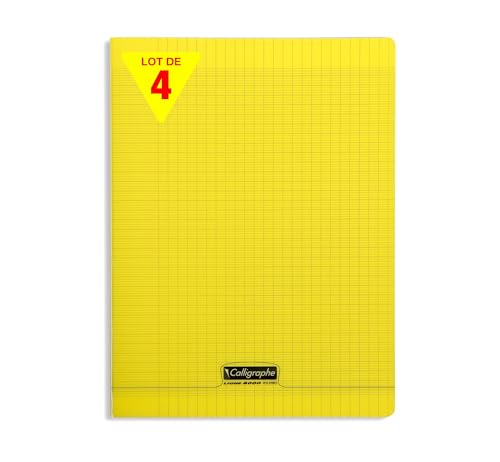 Cahier 24x32 grands carreaux Calligraphe 192 pages avec couverture polypro jaune