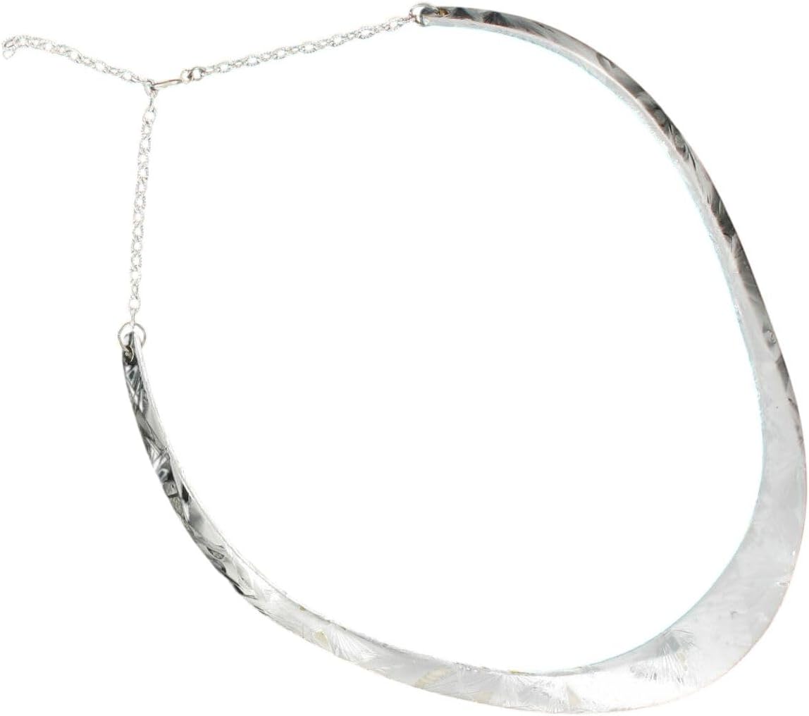 Vintage Textured Silver Collar Necklace Adjustable Womens Jewelry Fashion Necklaces Trendy Accessories Stylish Additions Chic Details