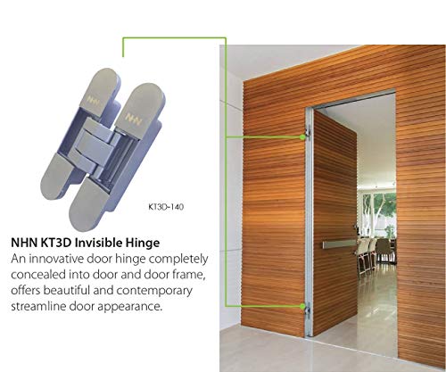 Kt3D-140 Invisible Hinge, Set Of Two(2), Up To 132Lbs. Doors, Concealed And Streamline Door Hinge, 3-D Adjustable (Up To 132Lbs) Satin Chrome #TOP4