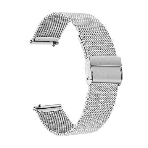 MEVMEVGNLN Fit For Garmin Venu SQ 2 2S Plus �Ή��X�e�����X�X�`�[���E�H�b�`�o���h�AFit For Vivoactive 3 4 4S �Ή��X�}�[�g�E�H�b�`�u���X���b�g(Silver,18mm)