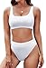 Pink Queen Women's Crop Top Scoop Neck High Waist Bikini Set Swimwear XL White
