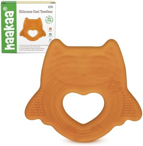 haakaa Silicone Owl Teether,Food-Grade Smiling Teething Toy for Infants, Soft Chew Toys for Babies, BPA Free, Toy for 3 Months+