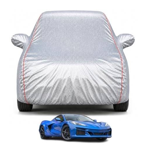 Image of Premium Car Cover For Chevrolet Sports Model |100% Waterproof, UV & Dust Protection |full body cover, Mirror & Antenna Pocket |Triple Stitched, Soft Inner Lining, Belt & Buckle (Metalic Silver)
