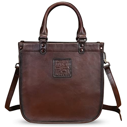 Image of Genuine Leather Handbags for Women Vintage Real Leather Fashion Tote Bag Shoulder Bag Crossbody Bag Satchel Purse