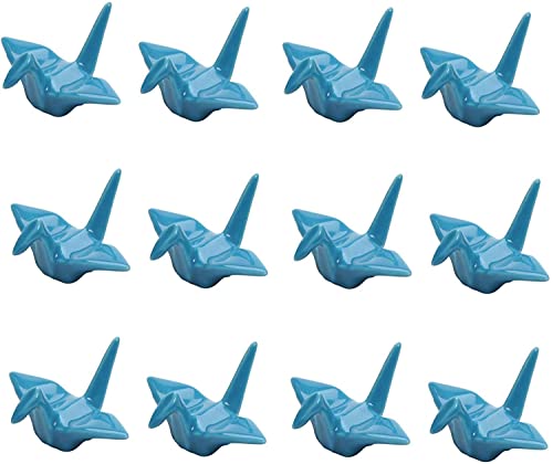 JapanBargain, Set of 12 Origami Crane Shape Porcelain Chopsticks Rest Holder (Blue)