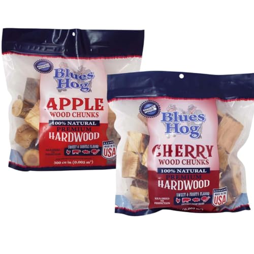 Blues Hog Barkless Wood Chunks for Grill or Smoker - Pack of 2 (Apple & Cherry)