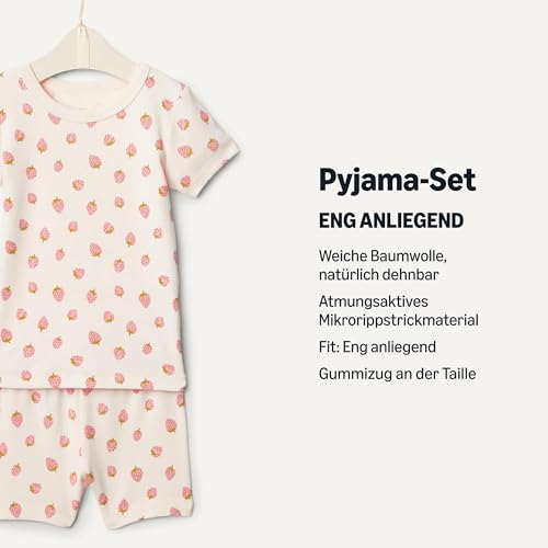 Amazon Essentials x Sofia Grainge Uni - Baby Pyjama-Set, eng anliegend, mit kurzen Ärmeln, Pfirsich Erdbeeren, 24 Monate