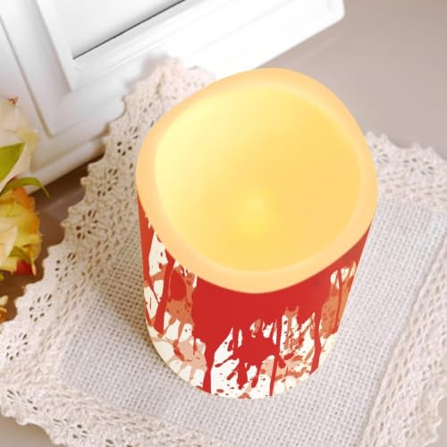 Image of Blood Splatter Flameless Candles Set of 4 with Remote Control | Halloween LED Flameless Candle Set with Timer, Battery Operated Fake Candles for Kitchen Room Home Decor