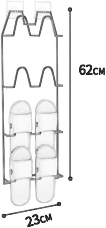 Shoe Rack Wall-Mounted Bathroom Slippers Rack 4 Tier Wall Hanging Toilet Storage Shelf Toilet Rack Free Punching Door Shoe rack23x62cm(Color:Golden)