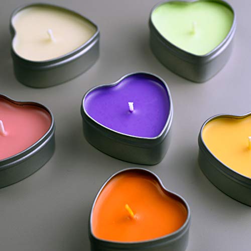 Deybby Scented Soywax Tea Light Candles, Big Size Heart Shaped Aromatherapy Candle - 6 Hours Burn Time, Silver Metal Travel Tin, For Spa, Home Décor, Wedding And Valentine's Day… #TOP6