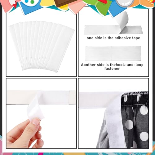 Image of Oudain 9 ft Black and White Polka Dots Table Skirt Cloths for Teacher Desk Boho Wrinkle Polka Dots Table Cover Skirt for Kindergarten Classroom Kidney Shaped Desk Back to School Supplies