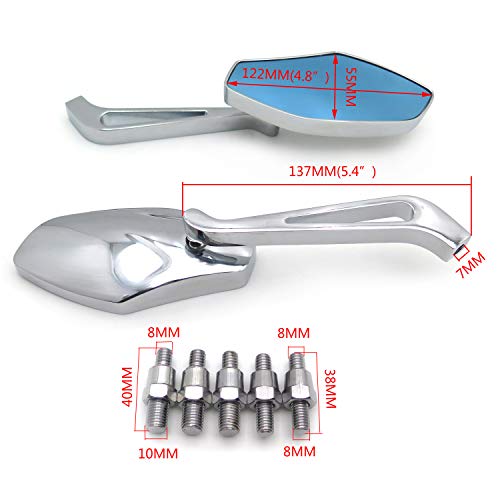 Smt-Aluminum Chrome Mirrors Compatible With Most With 8Mm Or 10Mm Clockwise Suzuki Kawasaki Yamaha Harley Handlebar Mount By Smt [B0142Hqp9G] #TOP3
