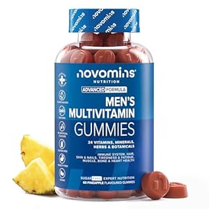 Mens Multivitamin Gummies – 24 Essential Multi Vitamins for Men – 1 Month Supply Mens Vitamins – Immune Support, Metabolism, Bone & Muscle Health – Multivitamin Gummies for Men – 60 Count – Novomins
