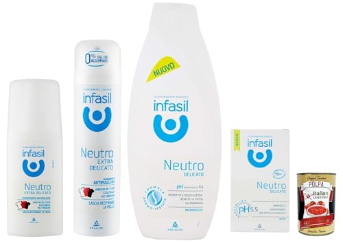 Infasil neutro extra delicato Testpaket, deo spray deodorant vapo, Intimseife dushgel 4 stuck + Italian Gourmet polpa 400g