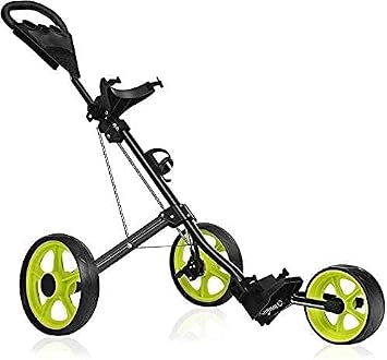Golf Push Cart Trolley Golf Push Cart Golf Cart Golf Push Cart for Golf Bag 3 Wheels Foldable Men Women Golf Cart Accessories and Necessities Easy to Open Color Green C
