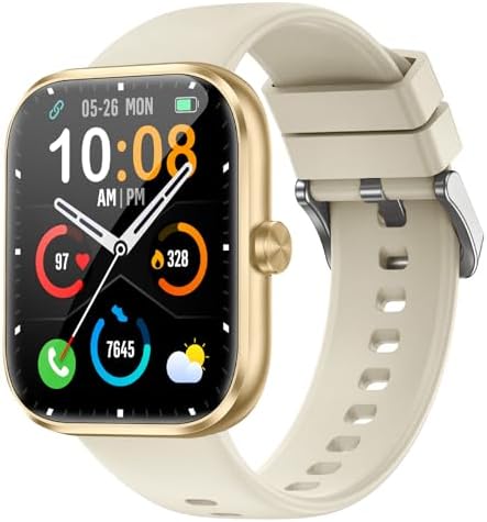 MFVLP Smart Watch for Men Women with Bluetooth Calls, 1.83" HD Touchscreen Fitness Tracker, 110+ Sport Modes, Heart Rate/Sleep Monitor/Pedometer, IP68 Waterproof, for Android iOS, Champagne Gold