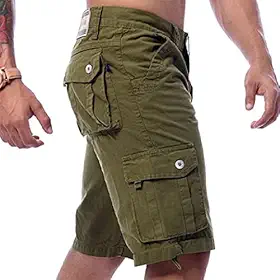 Bermuda Masculino Cargo Verde Lisa Premium Com 6 Bolsos - (44) Icari