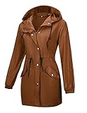 【Material Premium】La chaqueta impermeable para mujer está hecha de 100% poliéster, que es impermeable y de secado rápido, y puede protegerse de la lluvia ligera. Este impermeable liviano es perfecto para climas lluviosos o fríos.