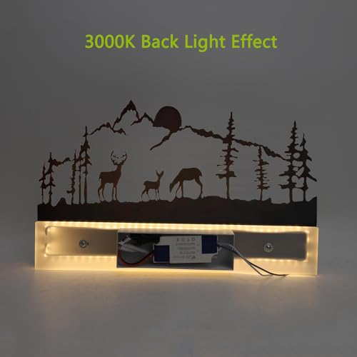 Image of Wall Sconce lamp, LED Wall Mounted Light Indoor Wall Light with Cartoon Animal Pattern Design, Metal Acrylic Wall Lighting for Living Room Bedroom Hallway 3000K Warm Light, 12W (Sunset Deer)