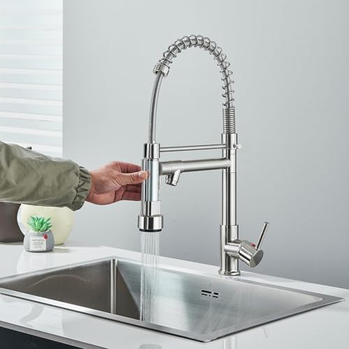 TINICO Torneira Cozinha Gourmet Misturador Monocomando Com Spray Extensor, Bocal Inclinado, Volante