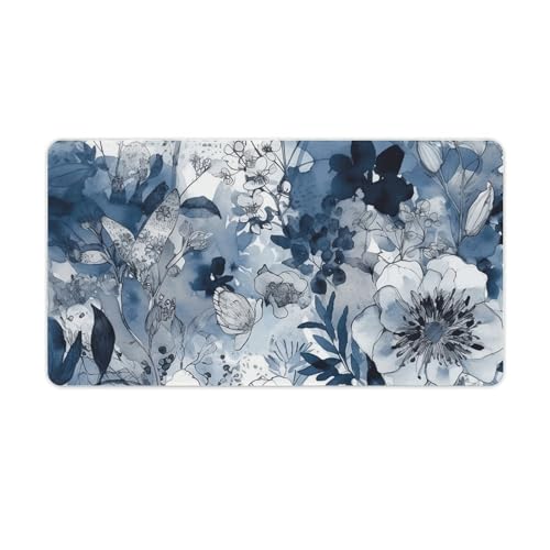 Grand sous-main antidérapant bleu aqua 40x75 cm avec surface lisse pour souris