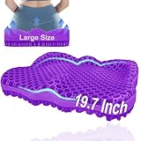 Airllantry Thicken 19.7in Seat Cushion, Gel Seat Cushion for Long Sitting–Office Chair, Wheelchair, Car Pad, Large Cooling Support Pad for Back Pain, Sciatica, Tailbone Pain Relief