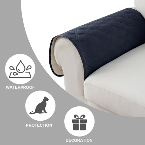 Image of Genina Sofa Armrest Cover, Anti-Slip Armchair Slipcovers for Dogs Cats Pet, Water Resistant Couch Arm Cover for Backrest Recliner Loveseat, L Shaped Sofa, 23.6 x 27.5 Inches（2 Pieces）