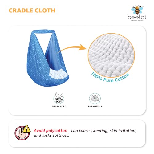 Image of Premium Swing Cradle Set | Hanging Swing Cradle, Removable 5-Layer Padded Bed & Mosquito Net | Up to 15 kg | Dark Blue Dot